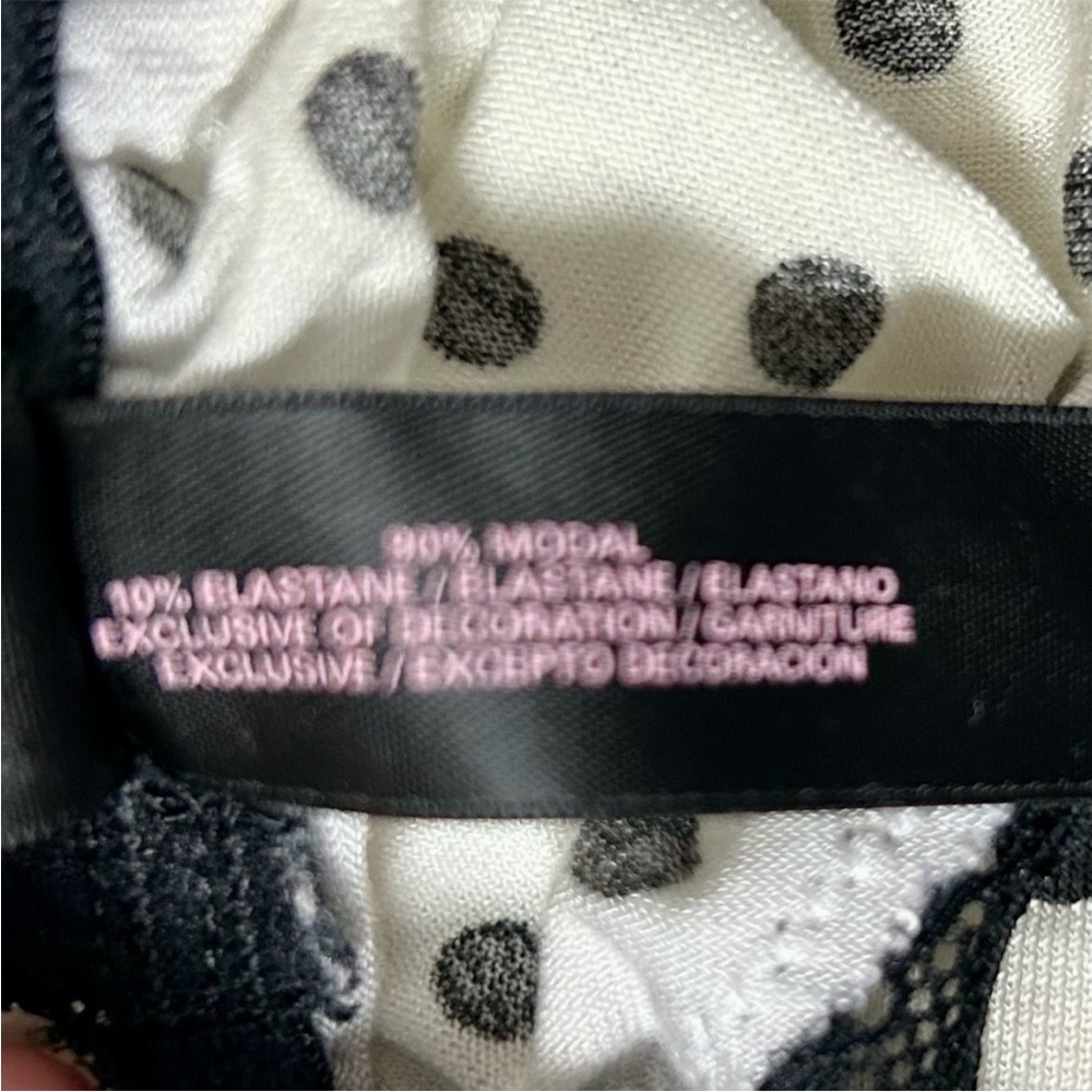 Victoria’s Secret Babydoll Nightie Medium Off-White & Black Polka Dot Lace Trim - Picture 9 of 12